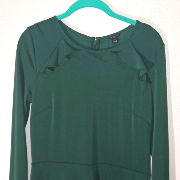 Ann Taylor Womens Kelly Green Ruffle Trim Flounce Hem Shift Dress Size 8P - Picture 5 of 8
